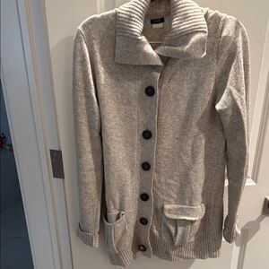 J. Crew Gray Knit Cardigan Coat with Collared Neckline